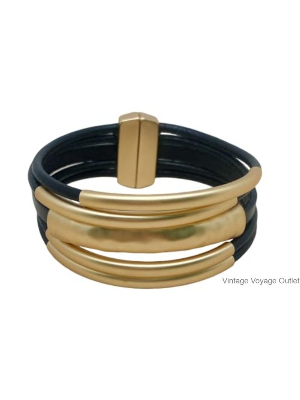 14k Gold Plated Leather Wrap Bracelet Cuff Boho Gift for Women